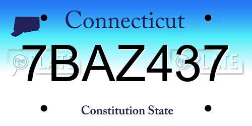 7BAZ437 Connecticut License Plate