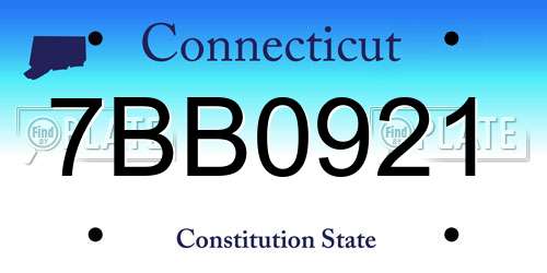 7BB0921 Connecticut License Plate