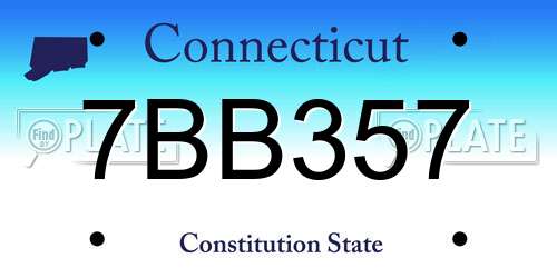 7BB357 Connecticut License Plate