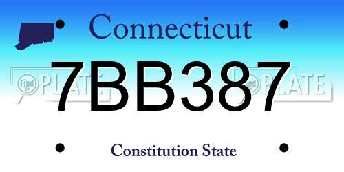 7BB387 Connecticut License Plate