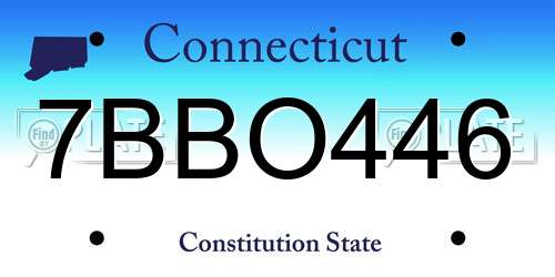 7BBO446 Connecticut License Plate