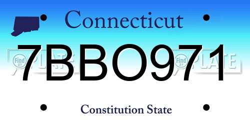 7BBO971 Connecticut License Plate