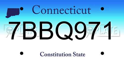 7BBQ971 Connecticut License Plate