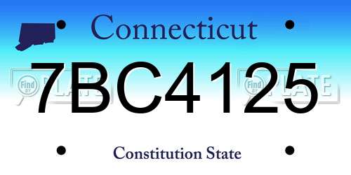 7BC4125 Connecticut License Plate