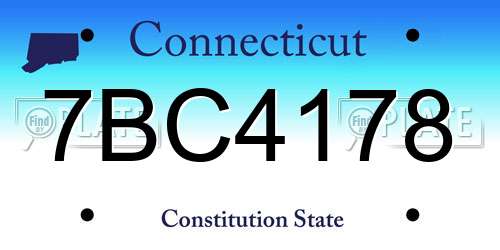 7BC4178 Connecticut License Plate