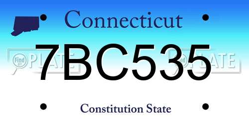 7BC535 Connecticut License Plate