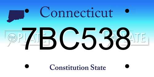 7BC538 Connecticut License Plate