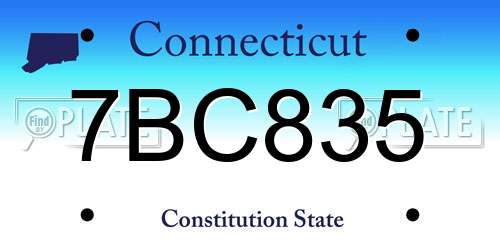 7BC835 Connecticut License Plate