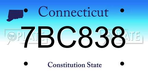 7BC838 Connecticut License Plate