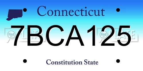 7BCA125 Connecticut License Plate