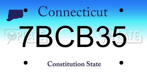 7BCB35 Connecticut License Plate