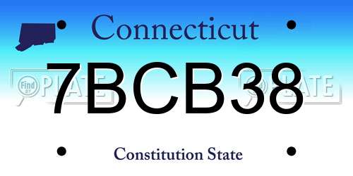 7BCB38 Connecticut License Plate