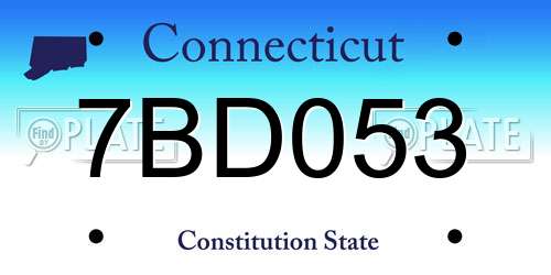 7BD053 Connecticut License Plate