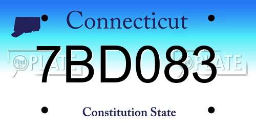 7BD083 Connecticut License Plate