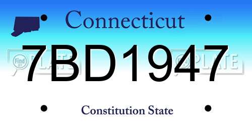 7BD1947 Connecticut License Plate