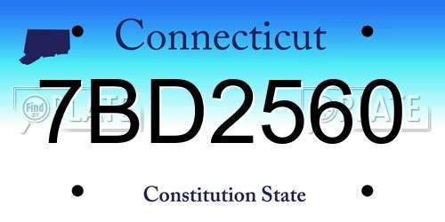 7BD2560 Connecticut License Plate