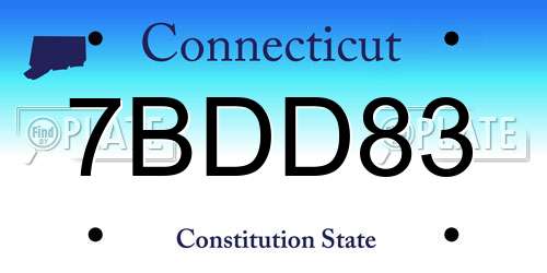 7BDD83 Connecticut License Plate