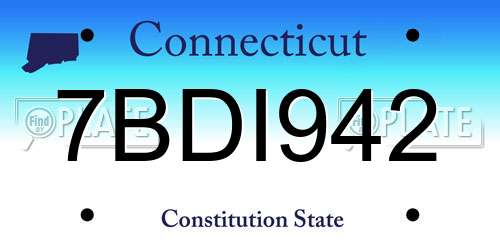 7BDI942 Connecticut License Plate