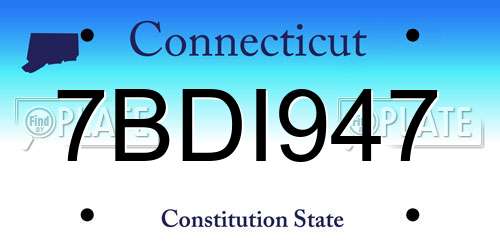 7BDI947 Connecticut License Plate