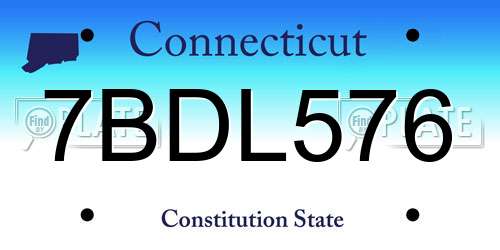 7BDL576 Connecticut License Plate