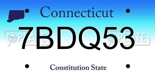 7BDQ53 Connecticut License Plate