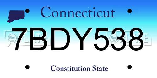 7BDY538 Connecticut License Plate