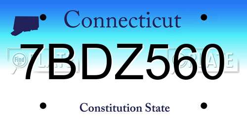 7BDZ560 Connecticut License Plate