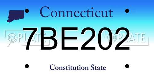 7BE202 Connecticut License Plate