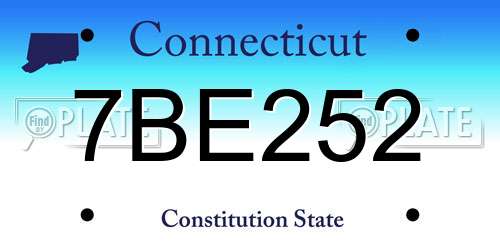 7BE252 Connecticut License Plate