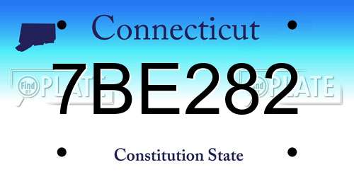 7BE282 Connecticut License Plate