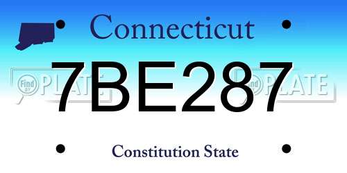 7BE287 Connecticut License Plate