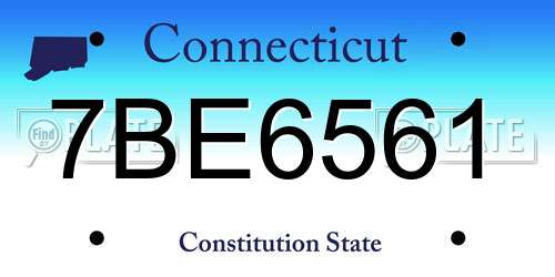 7BE6561 Connecticut License Plate