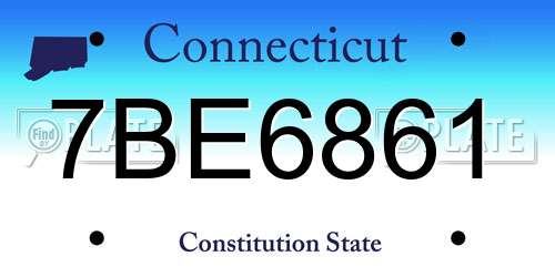 7BE6861 Connecticut License Plate
