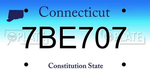 7BE707 Connecticut License Plate