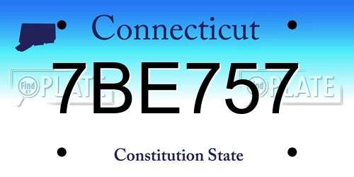 7BE757 Connecticut License Plate