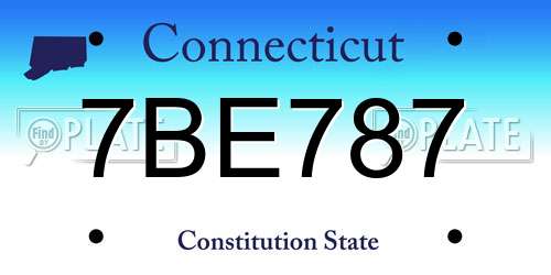 7BE787 Connecticut License Plate