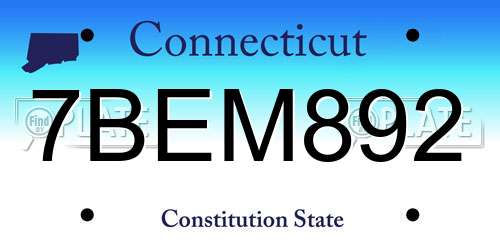 7BEM892 Connecticut License Plate
