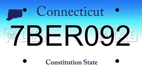 7BER092 Connecticut License Plate