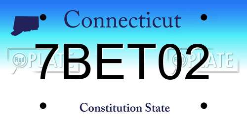 7BET02 Connecticut License Plate