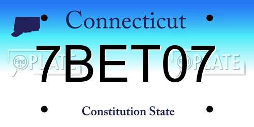 7BET07 Connecticut License Plate