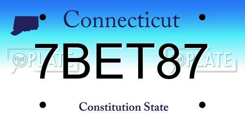 7BET87 Connecticut License Plate