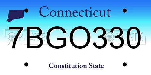 7BGO330 Connecticut License Plate