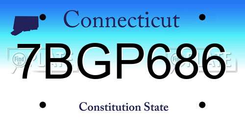 7BGP686 Connecticut License Plate