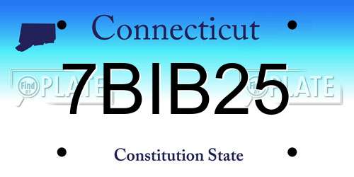 7BIB25 Connecticut License Plate