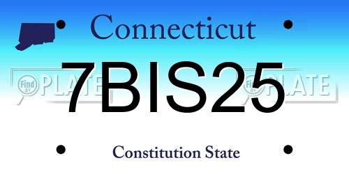 7BIS25 Connecticut License Plate