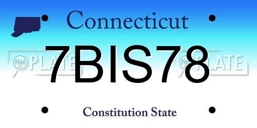 7BIS78 Connecticut License Plate