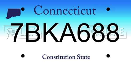 7BKA688 Connecticut License Plate