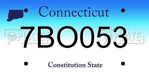 7BO053 Connecticut License Plate