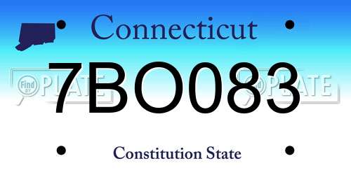 7BO083 Connecticut License Plate