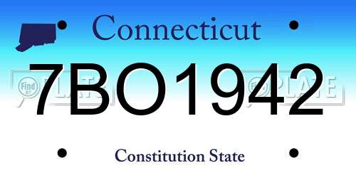 7BO1942 Connecticut License Plate